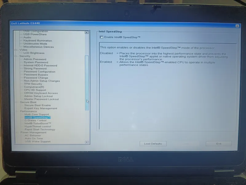Dell Latitude E6440 - Configuración BIOS para solucionar problemas de rendimiento